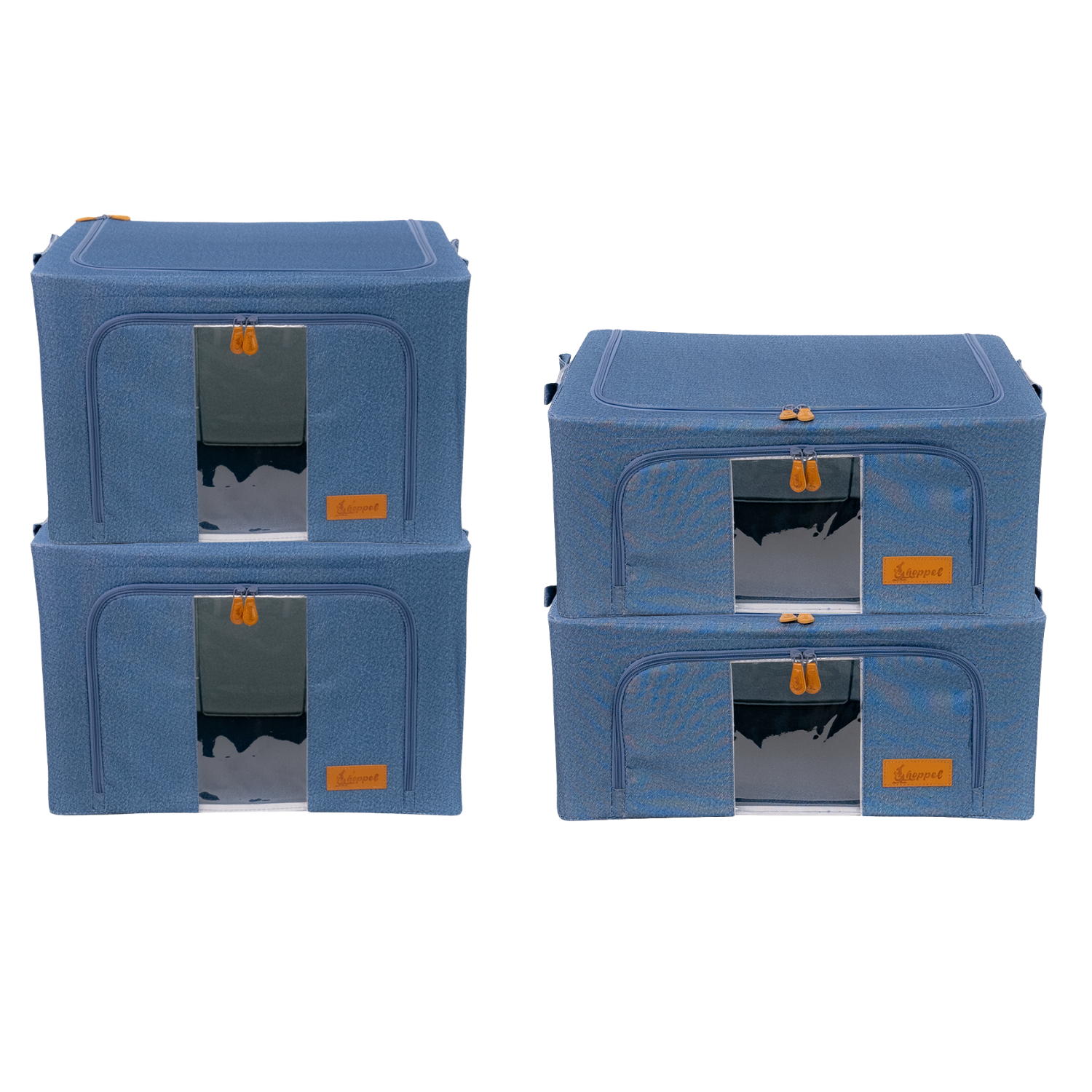 Hoppel 4pk (2 Med & 2 Lg) Collapsible Triple Access Storage Bins