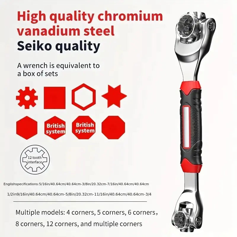 Multi-Functional Spanner Socket Wrench with 360° Head